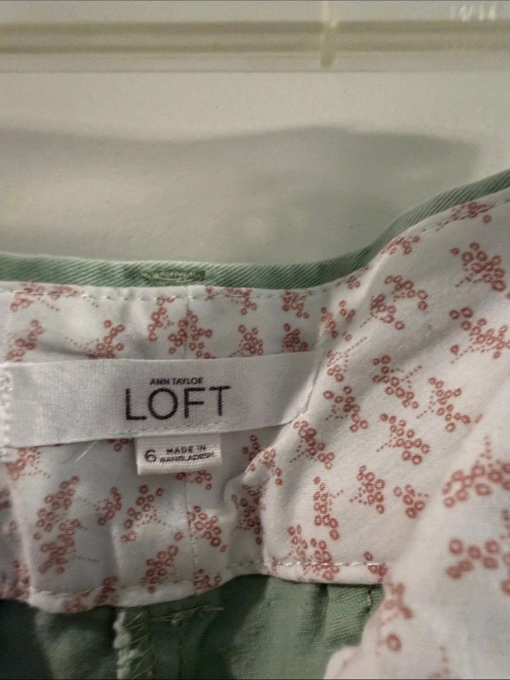 LOFT Light Mint Green Chino Shorts